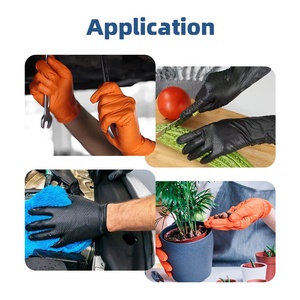 <span class=keywords><strong>Guanti</strong></span> in <span class=keywords><strong>Nitrile</strong></span> Antiscivolo per Pulizia Auto Riparazioni Anti-Chimici Spessi Arancioni Monouso con Presa a Diamante per Settore Automobilistico - Product Image 3