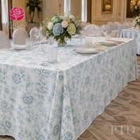 Nappe ronde HuaLai en tissu blanc et vert sauge à imprimé floral vintage pour mariage, restaurant, fête, banquet, résistante aux plis