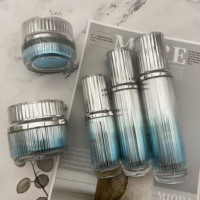 Ensemble de flacons de lotion de luxe à dégradé de couleur personnalisés de 100 ml, 80 ml, 50 ml, 30 ml, flacon pompe, flacon pulvérisateur, pots à crème, flacons en plastique pour cosmétiques