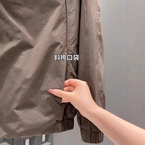 Veste décontractée pour homme printemps-été, coupe ample, à capuche, design simple et tendance, patchwork, protection solaire, coupe-vent - Product Image 5