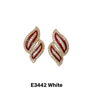 Boucles d'oreilles de luxe géométriques en cristal plaqué or blanc pour femmes, bijoux de fête E3442 - Product Image 1