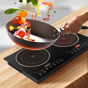 Cuisinière hybride combinée induction infrarouge à deux foyers, en verre trempé et acier inoxydable, contrôlée par application, pour la maison - Product Image 5