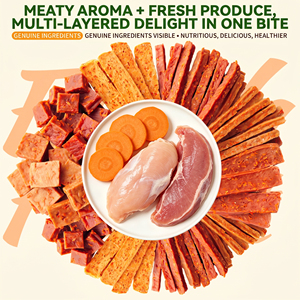 Snack <span class=keywords><strong>per</strong></span> <span class=keywords><strong>Cani</strong></span> e Gatti a Base di Pollo o Anatra Essiccato con Pezzi di Carota Liofilizzata, Naturale, a Base di <span class=keywords><strong>Carne</strong></span> e Verdure - Product Image 4