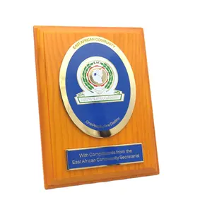 Solid wood shield square shape EACS plaque commemorative custom award wooden shield for souvenir gift