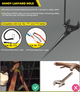 Có thể điều chỉnh 8inch 10inch 12inch thêm rộng <span class=keywords><strong>spud</strong></span> cờ lê với Tether lỗ hệ thống đo lường số liệu cho các loại hạt bu lông lên 1-7/16-inch - Product Image 4