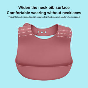 Baberos impermeables de silicona para niños pequeños, suministros de alimentación sin BPA al por mayor, con recogedor de alimentos, Baberos suaves fácilmente limpiables para niños - Product Image 6