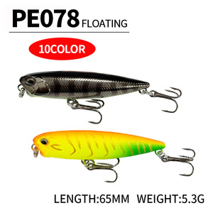 Leurre de surface pour la pêche en eau, leurre dur flottant micro 65mm/5.3g, leurre bionique type crayon 9078, nouvelle couleur <span class=keywords><strong>trompette</strong></span> - Product Image 2
