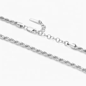 Cadena de Plata Maciza de 4 mm, Cadena de Cuerda, Plata de Ley 925, Cadena para Hombre, Estilo Hip Hop, para Collar de Plata, Joyería Fina para Hombre - Product Image 4