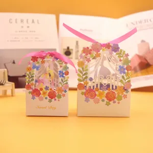 Wedding Candy <strong>Box</strong> Creative <strong>Sweet</strong> <strong>Box</strong> with Ribbon Handle Decorative Portable Gift <strong>Box</strong> - Product Image 4