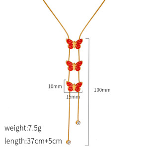 Butterfly Pendant Necklace Zinc Alloy Chain With Crystal Drop Party Jewelry Accessory - Product Image 4