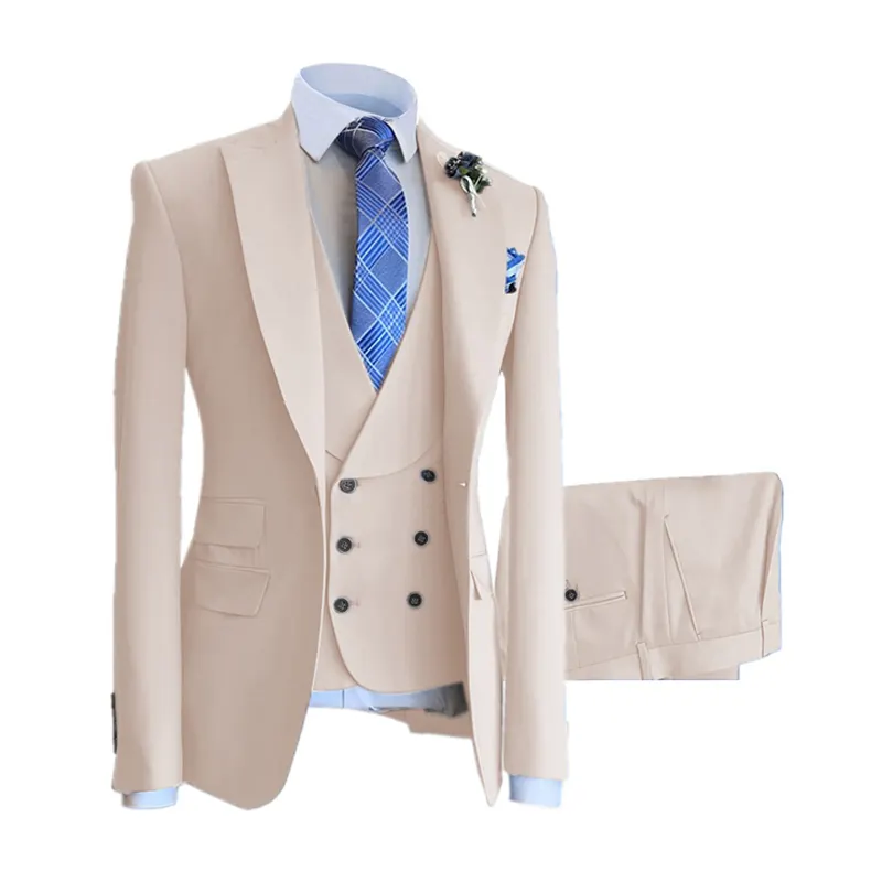 Custom design high quality men suits 3 pieces blazer vest pants set formal wedding business men's suits for men