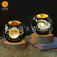 Lampe de nuit boule de cristal 3d Boule de cristal rotative Musique Décoration RVB Veilleuses à led sculptées au laser Décoration de bureau