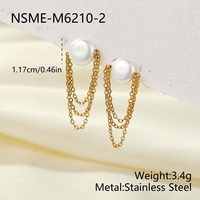 Anting Mutiara Rantai Emas Multi Layer Elegan, Anting Tusuk Baja Anti Karat, Anting Gantung untuk Wanita, Hadiah Perhiasan untuk Kencan, Pesta Pernikahan