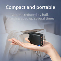 Chargeur de bureau GaN 140W USB-C PD 5 ports avec câble pliable (3 Type-C/2 USB) compatible MacBook Pro, iPad, appareil photo, écouteurs