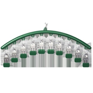 Stainless Steel Sock Drying Rack With 10 <b>Clips</b> Round Shape <b>Hook</b> Type For Clothes Underwear Home Use - Product Image 1