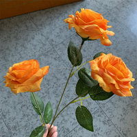 O-4 Nouveau Gros Bouquet de Fleurs Artificielles de Simulation pour Décoration de Mariage Fête, Roses Oranges de Qualité Supérieure