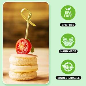 <span class=keywords><strong>Pinchos</strong></span> de bambú de 4,7 pulgadas de largo, 200 Uds., palillos de cóctel, palillos de dientes para <span class=keywords><strong>aperitivos</strong></span>, nudo decorativo, palitos de bambú para bebidas de fiesta - Product Image 2
