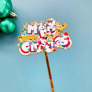 Topper per feste in acrilico natalizio acrilico di decorazioni per feste di <span class=keywords><strong>buon</strong></span> compleanno cake topper <span class=keywords><strong>buon</strong></span> <span class=keywords><strong>natale</strong></span> - Product Image 2