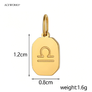 Breloque porte-bonheur du zodiaque |   Pendentif signe du zodiaque en acier inoxydable plaqué or PVD 18 carats pour la vente en gros - Étanche, hypoallergénique, inaltérable - Product Image 6