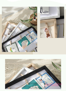 Cadre <span class=keywords><strong>photo</strong></span> collage écologique en <span class=keywords><strong>verre</strong></span> transparent et bois pour l'affichage de photos 5x7 avec <span class=keywords><strong>impression</strong></span> sérigraphique, 8 épingles en bois, clips - Product Image 3
