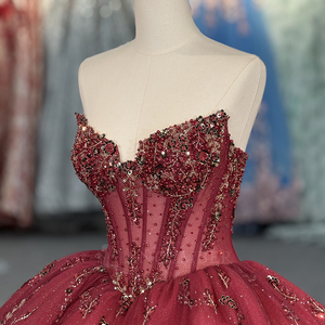 Dy6925 <b>Red</b> Princess Quinceanera Dresses Sparkly Applique Corset Vestido Festa 15 Anos Jancember - Product Image 3