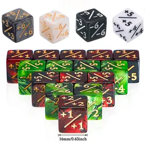 16mm d6 dice counters +1/+1 and -1/-1 for MTG the gathering white & black straight dice