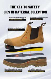 ZGL601 mode <span class=keywords><strong>chelsea</strong></span> bottes décontractées pas de dentelle femmes botte de sécurité jaune <span class=keywords><strong>Nubuck</strong></span> cuir acier orteil travail hommes travail bottes de sécurité - Product Image 4