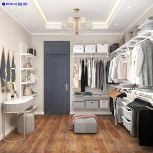 Dressing moderne de luxe avec panneaux en treillis métallique sur mesure, portes coulissantes verrouillables, meubles de chambre à coucher, caractéristiques <span class=keywords><strong>DIY</strong></span>, <span class=keywords><strong>porte</strong></span> en MDF durable - Product Image 3