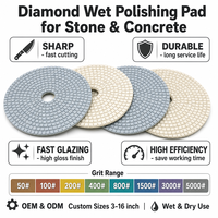 Disque de polissage flexible en résine diamantée, grains 50, 100, 200, 400, 800, 1500, 3000, pour utilisation à l'eau, pour marbre, granit, béton