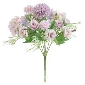 Fiori artificiali rosa mazzo di rose finte mazzo di ortensie di seta garofani di plastica centrotavola di fiori realistici