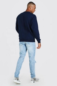 Huzaifa — sweat-shirt pour hommes, pull bleu marine, produit d'hiver, vente en gros, - Product Image 2