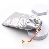 Étuis à lunettes de couleur argent brillant, sacs à téléphone en plumes, pochette à lunettes de soleil colorée avec cordon de serrage