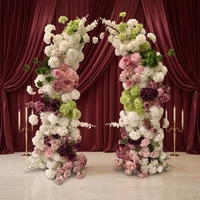 Arche verte SY-High, guirlandes vertes, arche en forme de corne, guirlande florale fuchsia, fleurs pour arche florale, pour décorations de table de mariage et de fête