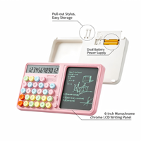 Calculadora 2 en 1 con tableta de escritura LCD, pantalla de 12 dígitos, bloc de escritura portátil borrable para estudiantes, oficina, escuela, papelería