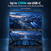 Moniteur de jeu portable USB-C de 18,5 pouces jusqu'à 120 Hz, double écran 1080P FHD IPS avec mini pour ordinateur portable PC
