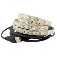 Bande LED USB interrupteur marche/arrêt 0.5m 1m 2m 5m Smd 2835 blanc chaud rétro-éclairage TV 5v alimentation Usb bande lumineuse LED