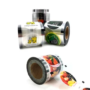 Factory custom printing design beverage tea cup lid sealing pack bubble tea packaging packing film roll printed