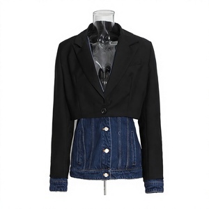 Nuevo Diseño, Chaqueta Blazer de Mezclilla con Manga Larga, Cuello en V, Bordado a Mano, Cierre de un Botón, Antiarrugas, para Mujer - Product Image 4