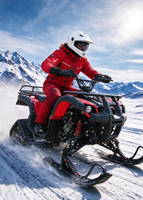 Véhicule tout-terrain hivernal, quad à chenilles 125CC 4 temps à essence avec skis avant pour adultes et jeunes