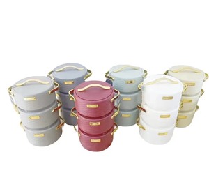 Juego de Recipientes Térmicos Aislados con Diseño Acolchado de Lujo, 1.5L 2L 2.5L, Olla Térmica con Plato de Metal Dorado para Regalo de Boda - Product Image 1