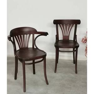 Chaise de salle à manger moderne Siège en bois naturel Chaise de salle à manger à café Chaises avec accoudoir en bois massif - Product Image 4