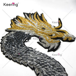 WPH-2000 Vintage paillettes 3D ricamo toppe drago <span class=keywords><strong>Applique</strong></span> animale paillettes <span class=keywords><strong>Applique</strong></span> per il vestito - Product Image 5
