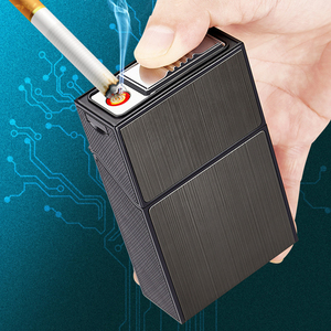 Logo personnalisé étanche briquet électronique créatif en alliage de zinc 20 pièces étui à cigarettes boîte avec briquet USB - Product Image 2