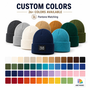 Custom Logo Knitted <b>Beanie</b> <b>Hat</b> 26 Colors Soft Acrylic Winter Warm Skull Cap Wholesale Promotional Blank Cuffed <b>Beanie</b> Navy - Product Image 3