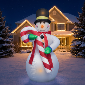 Décoration de jardin de Noël extérieure avec motif de bonhomme de neige 3D de 72 pouces, lumière LED C7, blanc chaud, adaptateur secteur, ornement de pelouse pour les fêtes - Product Image 1