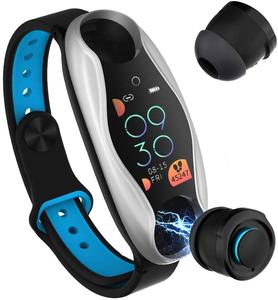 2019 Mới Nhất 2 Trong 1 Dây Đeo Cổ Tay Thông Minh Không Dây BT 5.0 Tai Nghe, Fitness Tracker Huyết Áp Nhịp Tim Pedometer Vòng Đeo Tay Thông Minh - Product Image 2