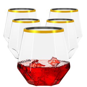 Verres et Gobelets Incassables en <span class=keywords><strong>Plastique</strong></span> PET <span class=keywords><strong>Réutilisable</strong></span> de 355 ml, Bord Doré, Sans Pied, pour Bar, Fête, Soda, <span class=keywords><strong>Champagne</strong></span> et Whisky - Product Image 4