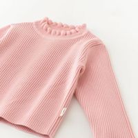 Nouveau Pull Tricoté Bébé Automne Couleur Unie Filles Hauts Chauds Vêtements Bébé Chandails