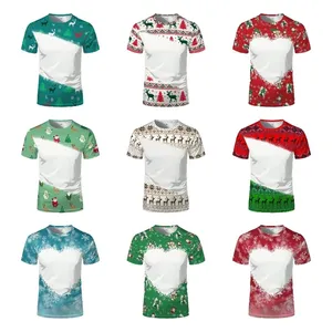 Familie Bijpassende Outfits Warmteoverdracht Tie Dye Ronde Hals Tops Kerst Korte Mouwen Sublimatie Blanco T-shirts Voor Volwassen Kinderen
