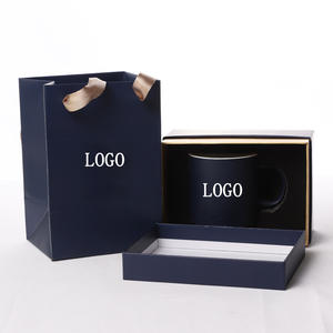 Matte Deep Blue Ceramic Coffee Mug Set Single Cup With Handle Solid Color Gift <b>Box</b> For <b>Presents</b> - Product Image 1